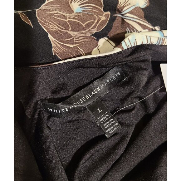 White House Black Market Sz L Dress Black Floral Sheath Embellished Romantic - Picture 11 of 16